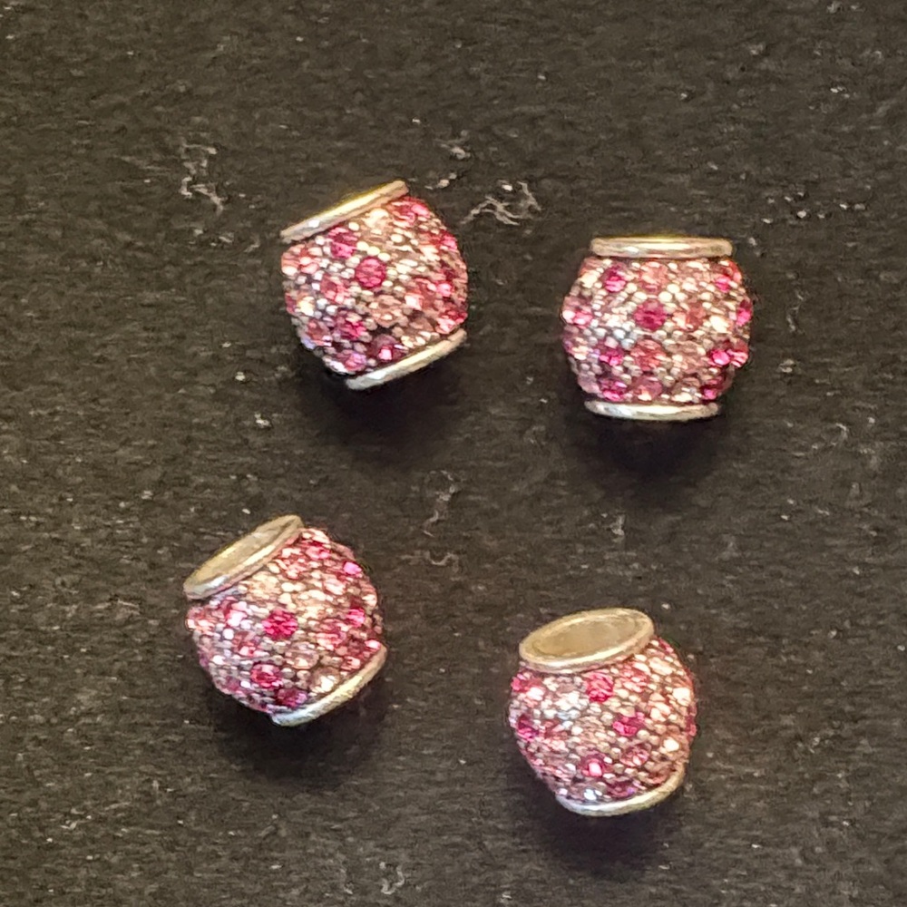 Pink and Silver faceted charm piece - 4 available